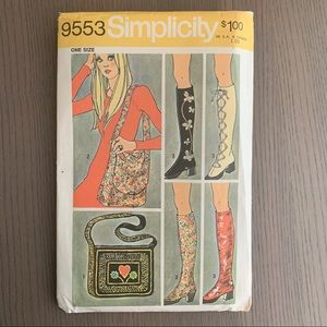 Simplicity 9553 Bag and Spat Sewing Pattern New/Uncut/Factory Fold Vintage 1971